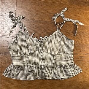American Eagle Gingham Checkered Ruffle Top